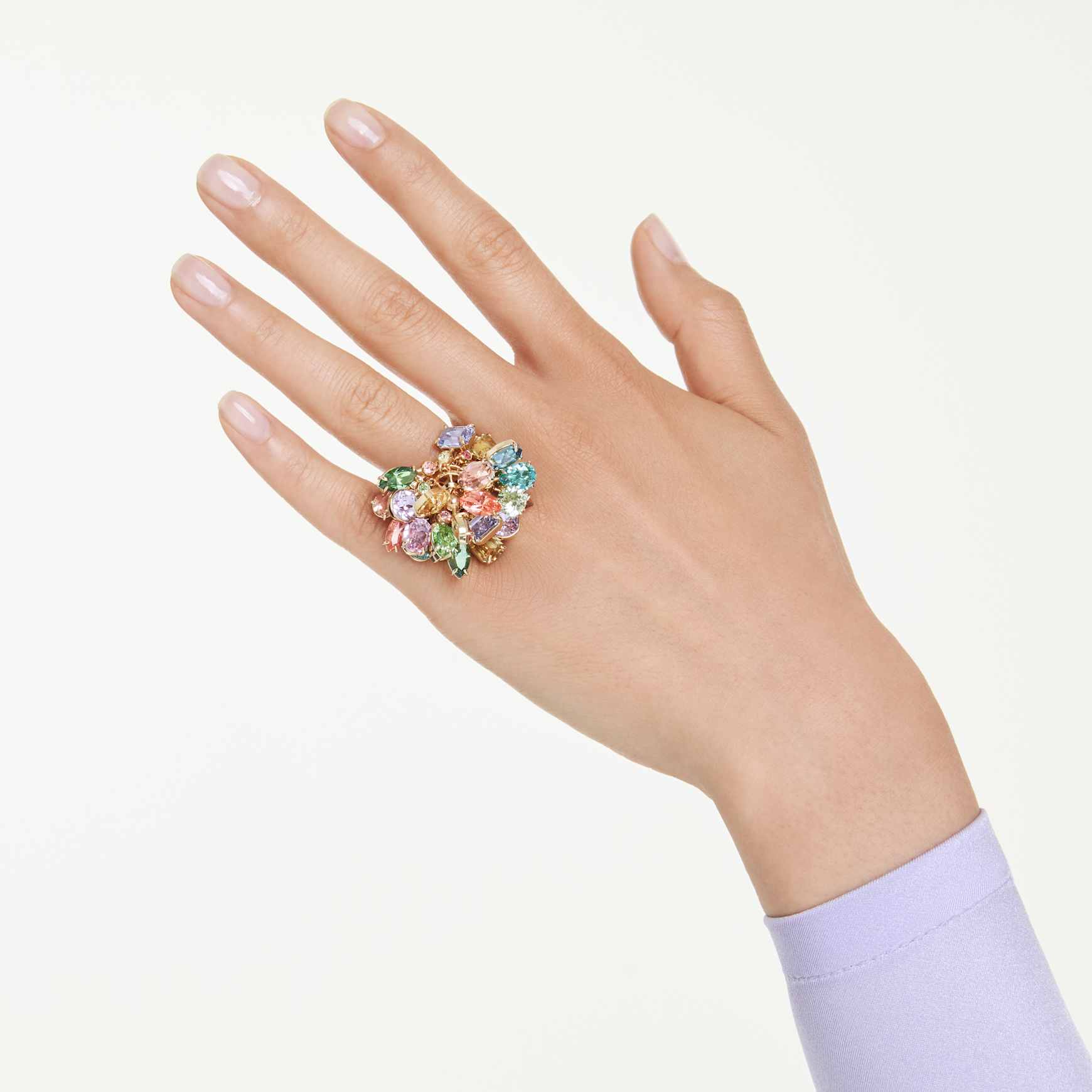 Gema cocktail ring, Mixed cuts, Multicoloured, 18K gold finish