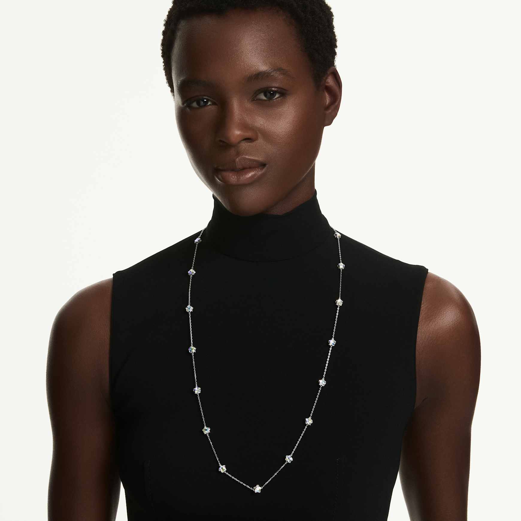 Chroma strandage, Star, White, Rhodium plated