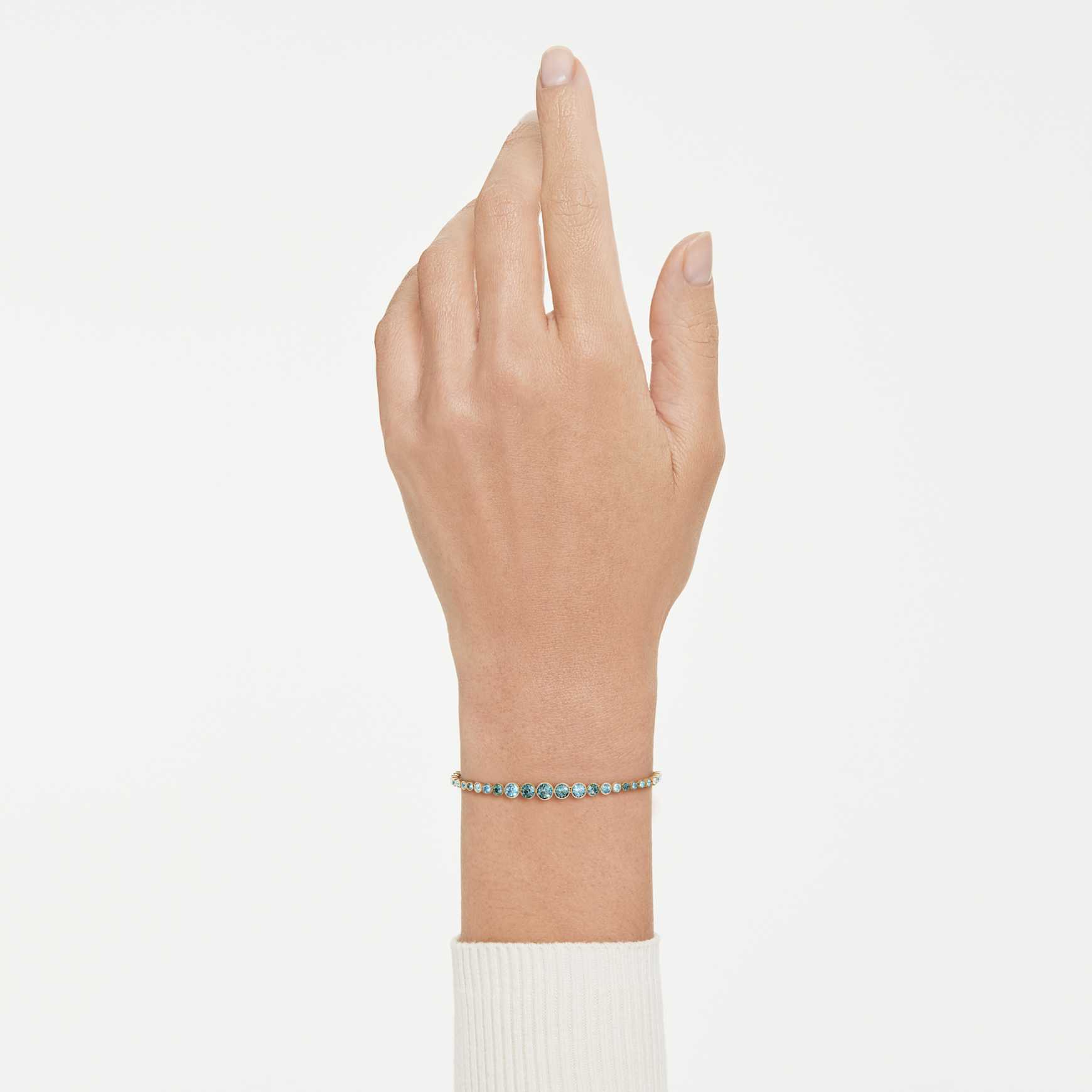 Imber bracelet, Round cut, Blue, 18K gold finish
