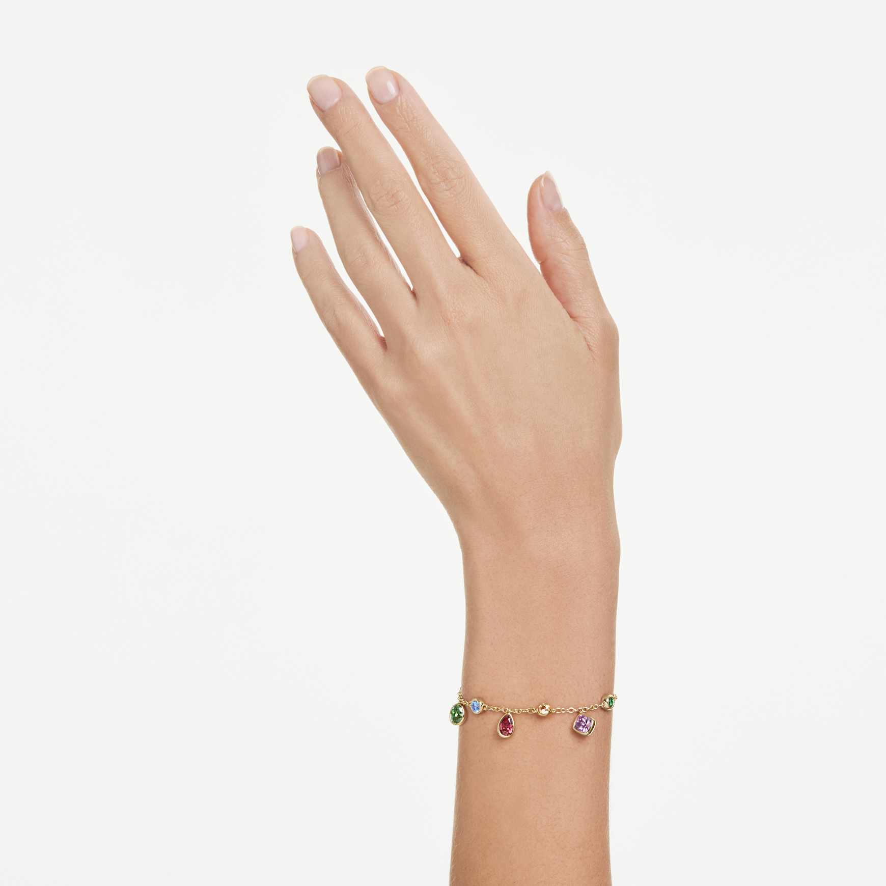 Imber bracelet, Mixed cuts, Multicolored, 18K gold finish