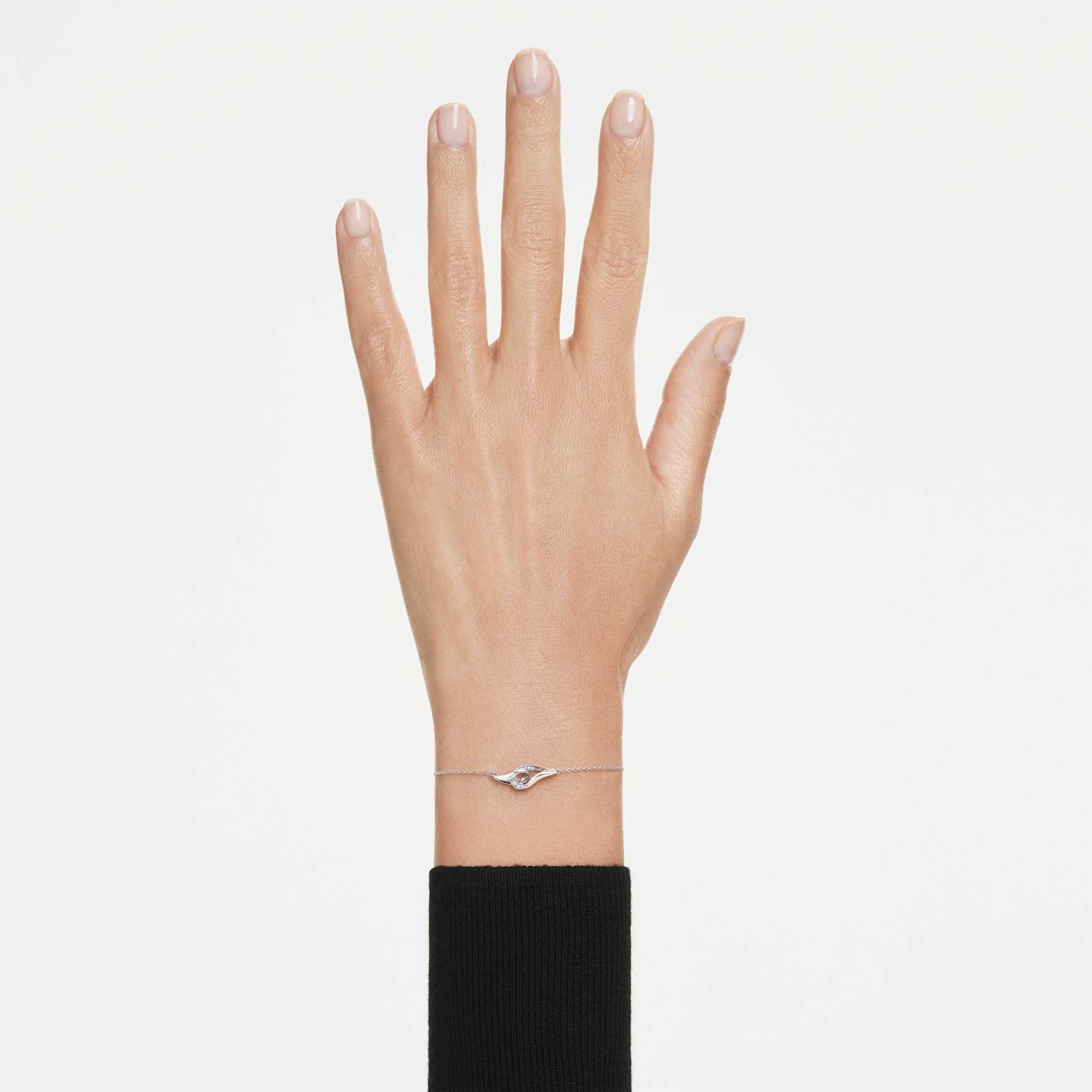 Swarovski Classica bracelet, Round cut, Interlocking, White, Sterling silver