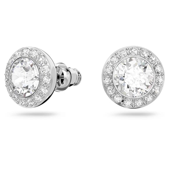 Angelic Oorknopjes, Ronde slijpvorm, Wit, Rodium toplaag - Swarovski, 1081942
