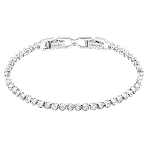 Emily Tennis bracelet, Round cut, White, Rhodium plated - Swarovski, 1808960