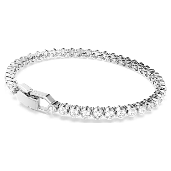 Emily Tennis bracelet, Round cut, White, Rhodium plated - Swarovski, 1808960