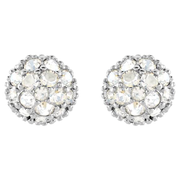 Euphoria 耳钉, 圆形, 白色, 镀铑 - Swarovski, 5073039