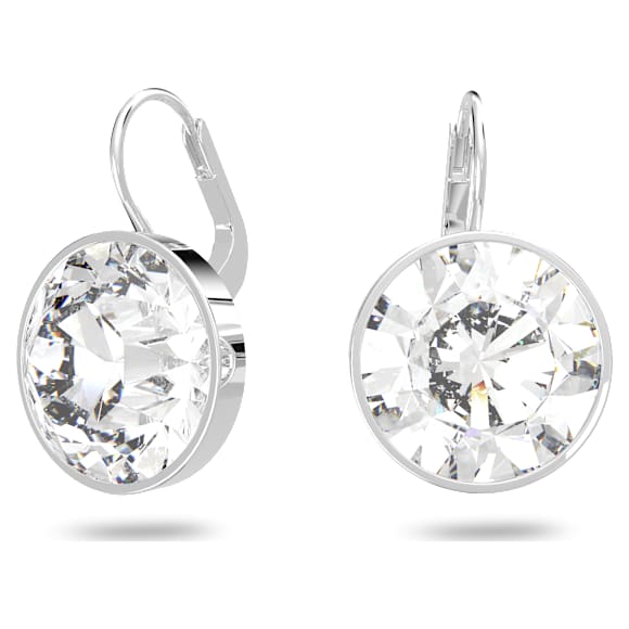 Pendants d'oreilles Bella Mini, Taille ronde, Blanches, Métal rhodié - Swarovski, 5085608
