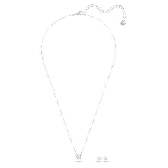Attract set, Round cut, White, Rhodium plated - Swarovski, 5113468
