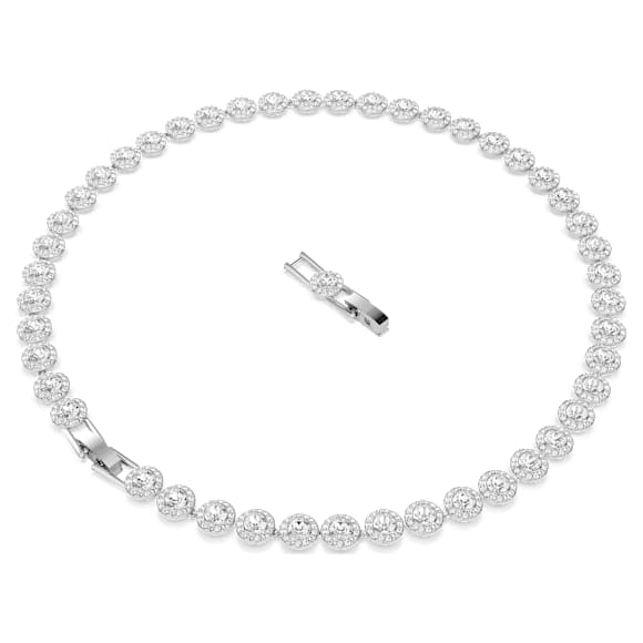 Verižica Una Angelic, Okrogli rez, Srednje velika, Bela, Prevleka iz rodija - Swarovski, 5117703
