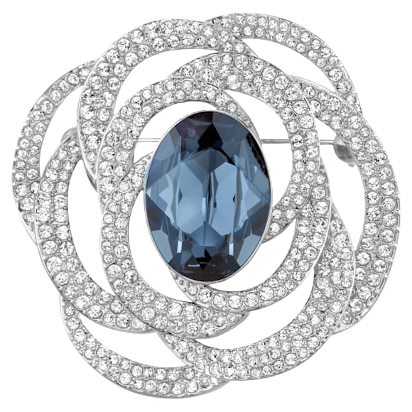 Barret bross, Kék, Ródium bevonattal - Swarovski, 5122715