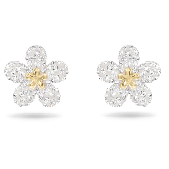Tough stud earrings, Flower, Yellow, Mixed metal finish - Swarovski, 5136838