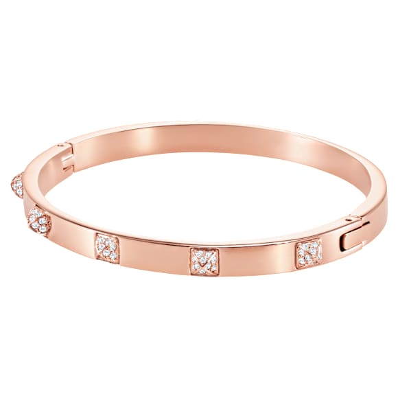 Bracelet-jonc Dextera, Pavé, Blanc, Placage de ton or rosé - Swarovski, 5184528