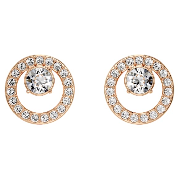 Constella stud earrings, White, Rose gold-tone plated - Swarovski, 5199827