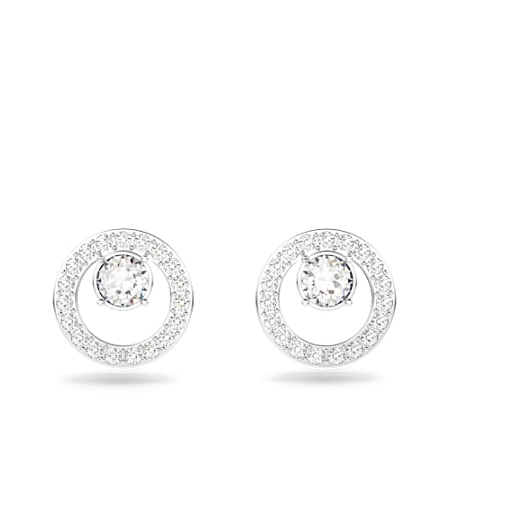 Constella stud earrings, White, Rhodium plated - Swarovski, 5201707