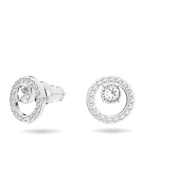 Constella stud earrings, White, Rhodium plated - Swarovski, 5201707