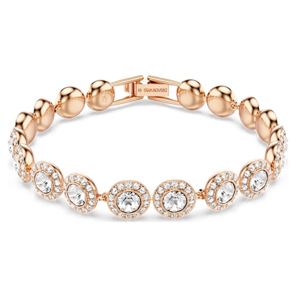 Angelic Tennis bracelet, Round cut, Pavé, Medium, White, Rose gold-tone plated - Swarovski, 5240513