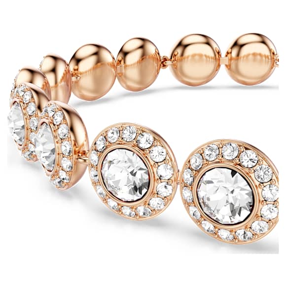 Angelic Tennis bracelet, Round cut, Pavé, Medium, White, Rose gold-tone plated - Swarovski, 5240513