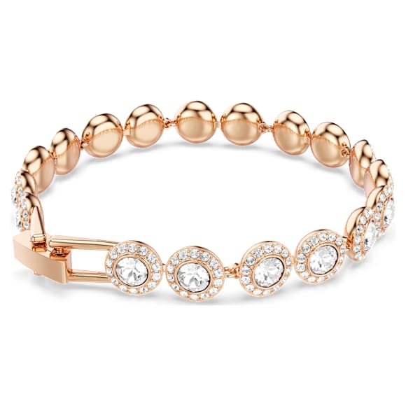 Angelic Tennis bracelet, Round cut, Pavé, Medium, White, Rose gold-tone plated - Swarovski, 5240513