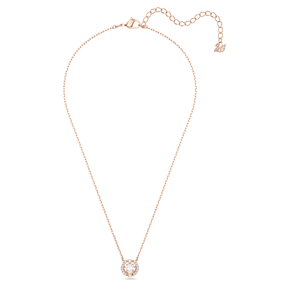 Colar Swarovski Sparkling Dance, Lapidação redonda, Branco, Lacado a rosa dourado - Swarovski, 5272364