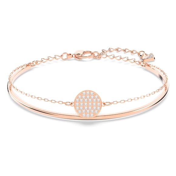 Άκαμπτο βραχιόλι Sublima, Λευκό, Φινίρισμα με ροζ χρυσό 18 καρατίων - Swarovski, 5274892