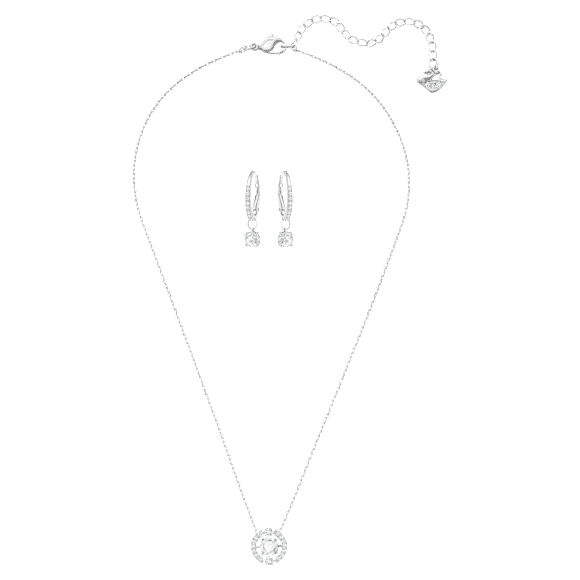 Una 套装, 圆形切割, 小号, 白色, 镀铑 - Swarovski, 5279018