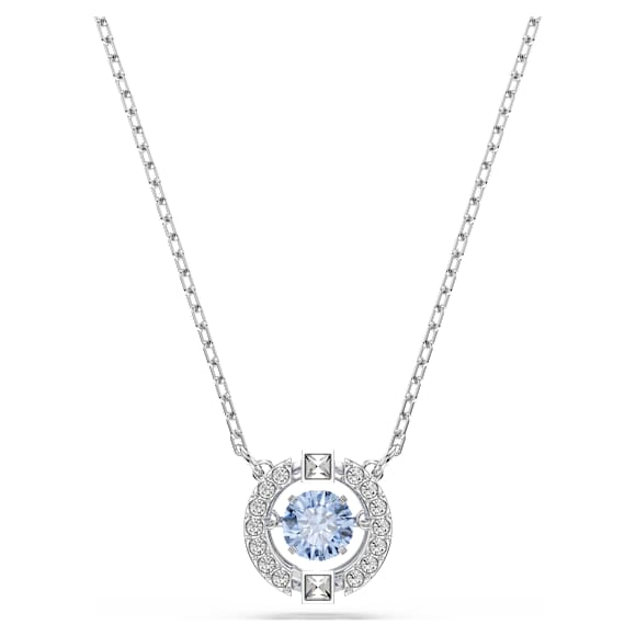 สร้อยคอ Una, เจียระไนทรงกลม, น้ำเงิน, เคลือบโรเดียม - Swarovski, 5279425