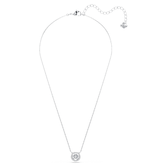 Una 項鏈, 圓形切割, 藍色, 鍍白金色| Swarovski