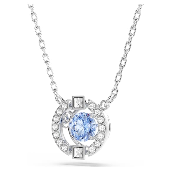 สร้อยคอ Una, เจียระไนทรงกลม, น้ำเงิน, เคลือบโรเดียม - Swarovski, 5279425