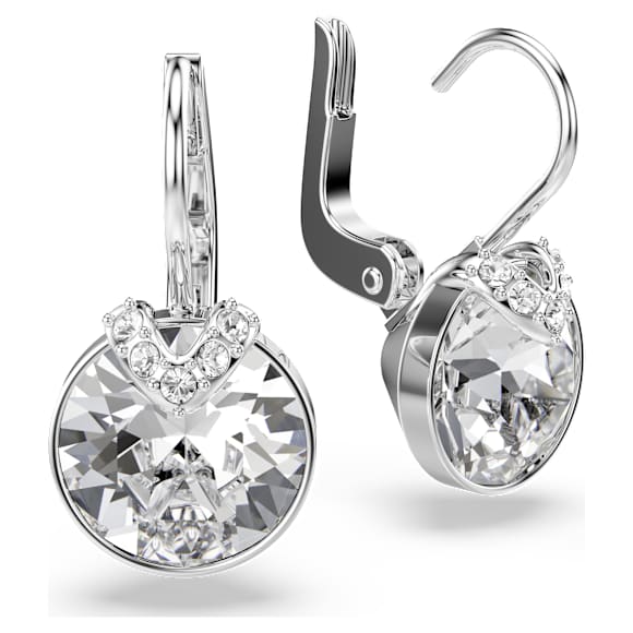 Pendants d'oreilles Bella V, Taille ronde, Blanches, Métal rhodié - Swarovski, 5292855