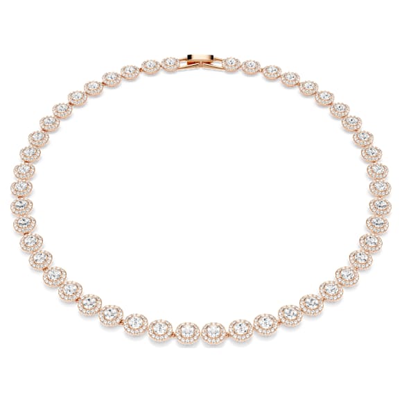 Una Angelic necklace, Round cut, Medium, White, 18K rose gold finish - Swarovski, 5367845