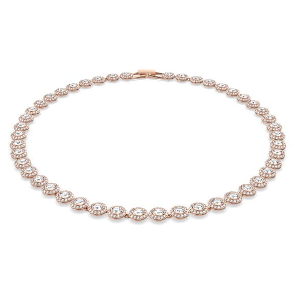 Una Angelic Tennishalsband, Rundslipad,  Medium, Vit, Roséguldfärgad plätering - Swarovski, 5367845