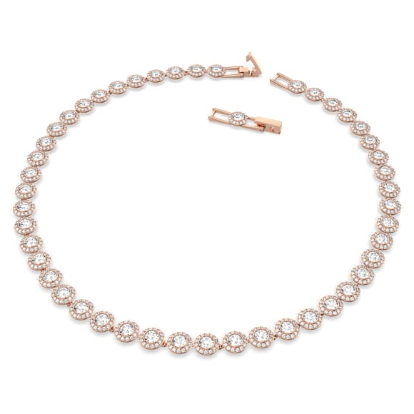 Una Angelic Tennishalsband, Rundslipad,  Medium, Vit, Roséguldfärgad plätering - Swarovski, 5367845