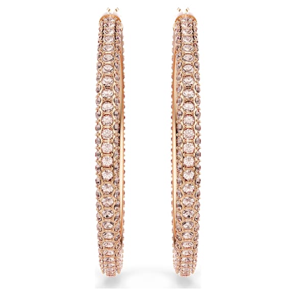 Brincos argola Stone, Pavé, Grandes, Brancos, Lacado a rosa dourado - Swarovski, 5383938