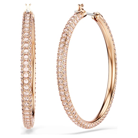 Anneaux d'oreilles Stone, Pavé, Larges, Blanches, Placage de ton or rosé - Swarovski, 5383938