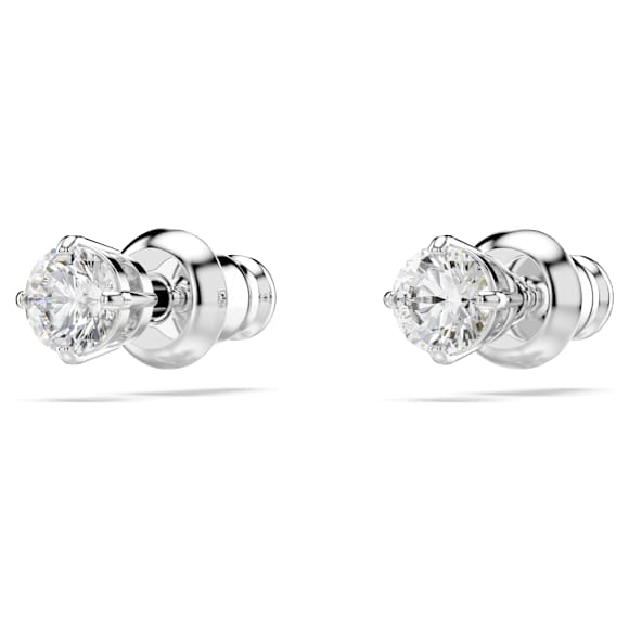 Peckové náušnice Attract, Kulatý výbrus, Bílá, Pokoveno rhodiem - Swarovski, 5408436