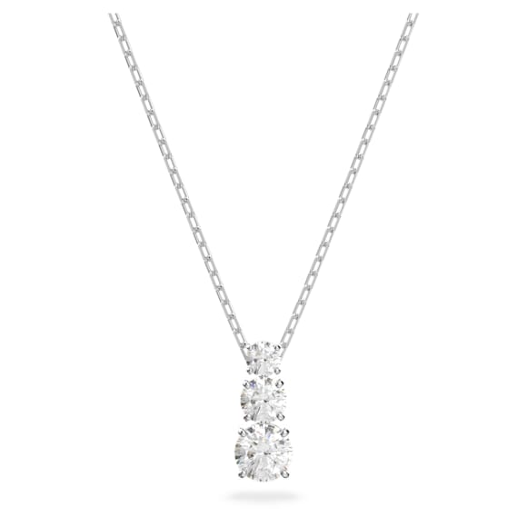 Pandantiv Attract Trilogy, Tăietură rotundă, Alb, Placat cu rodiu - Swarovski, 5414970