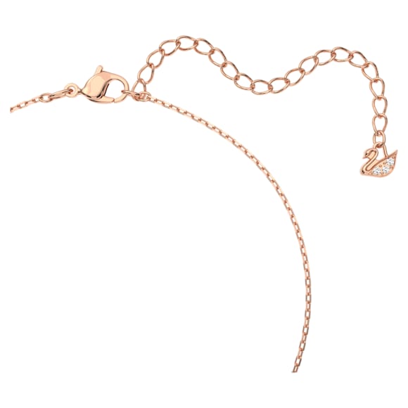Collar Stone, Círculos entrelazados, Blanco, Baño tono oro rosa - Swarovski, 5414999