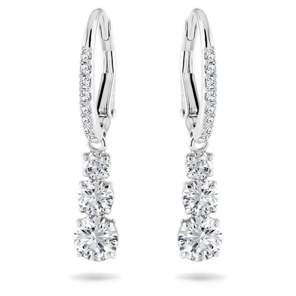 Attract Trilogy 후프 이어링, 라운드 컷, 화이트, 로듐 플래팅 - Swarovski, 5416155