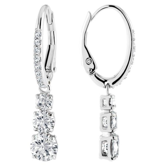 Attract Trilogy 후프 이어링, 라운드 컷, 화이트, 로듐 플래팅 - Swarovski, 5416155