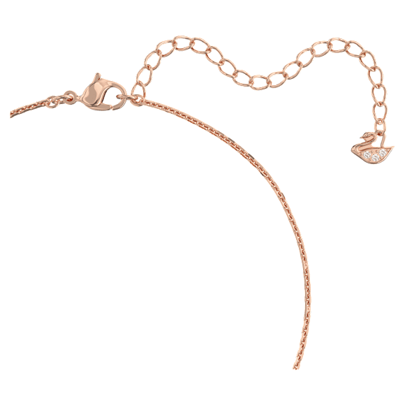 Obesek Further, Prepleteni krogi, Bel, Prevleka rožnato zlatega odtenka - Swarovski, 5419853