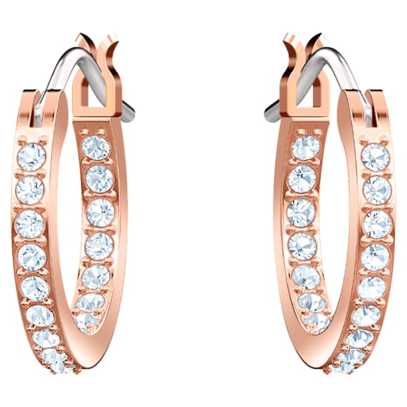 Symbolica hoop earrings, Evil eye, Blue, Rose gold-tone plated - Swarovski, 5425857