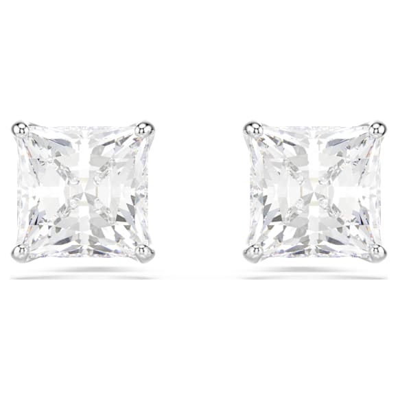 Attract 스터드 이어링, 스퀘어 컷, 화이트, 로듐 플래팅 - Swarovski, 5430365