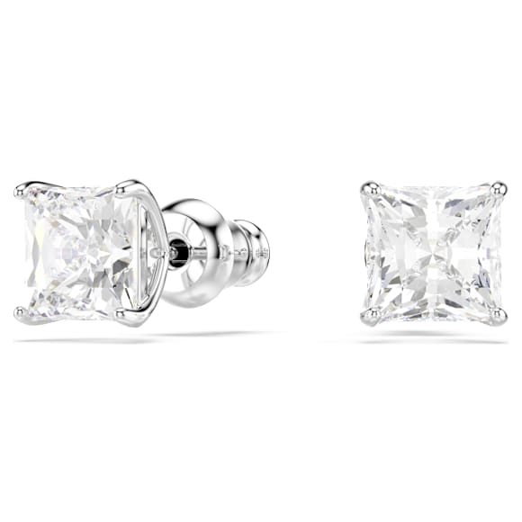 Attract stud earrings, Square cut, White, Rhodium plated - Swarovski, 5430365