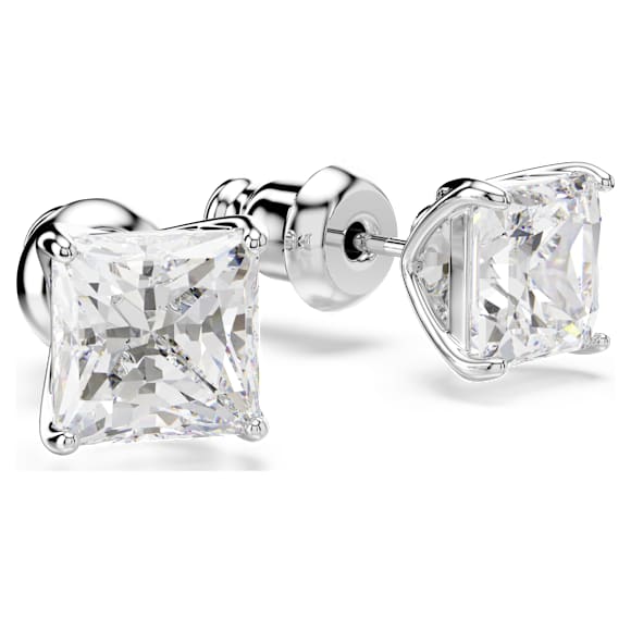 Attract stud earrings, Square cut, White, Rhodium plated - Swarovski, 5430365