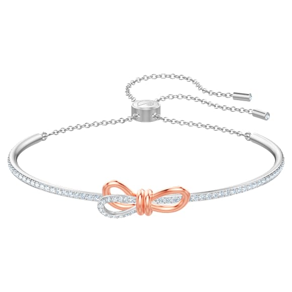 Lifelong Bow bangle, Bow, White, Mixed metal finish - Swarovski, 5447079