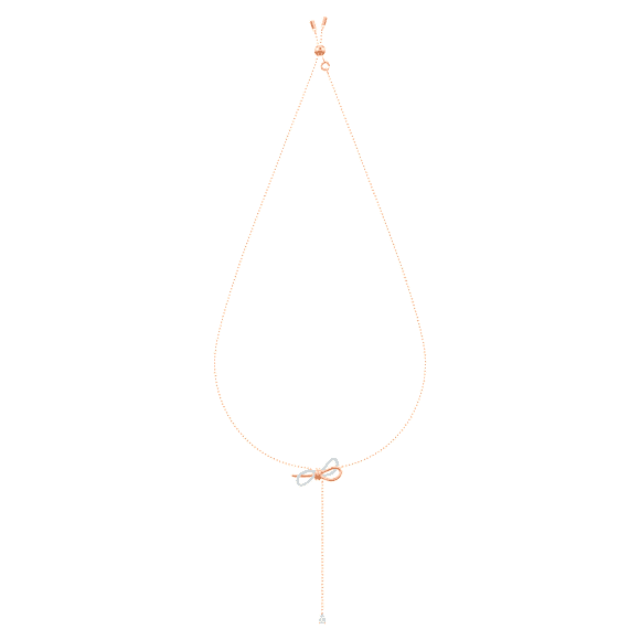 Lifelong Bow สร้อยคอ, โบว์, ขาว, เคลือบโลหะหลากชนิด - Swarovski, 5447082