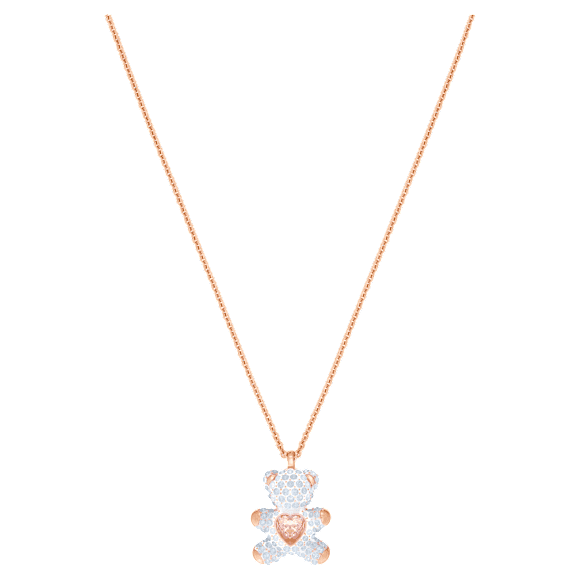 Teddy 鏈墜, 熊, 白色, 鍍玫瑰金色調 - Swarovski, 5452026