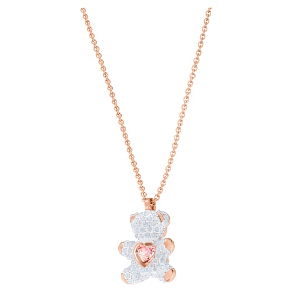 Teddy 鏈墜, 熊, 白色, 鍍玫瑰金色調 - Swarovski, 5452026