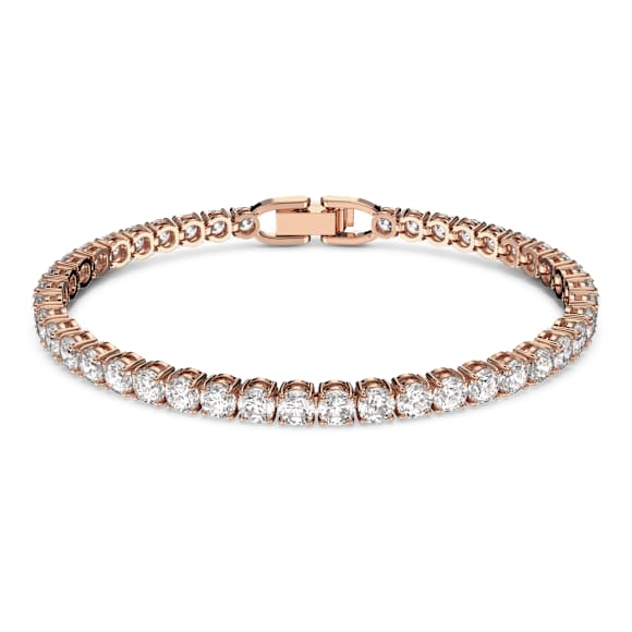 Matrix Tennis bracelet, Round cut, White, Rose gold-tone plated - Swarovski, 5464948