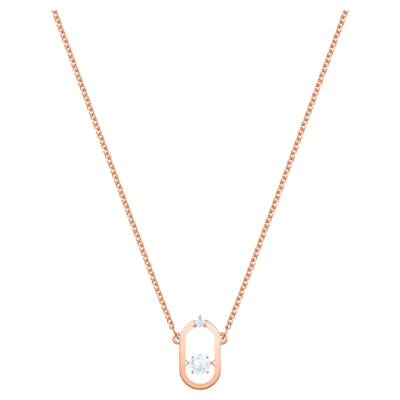 Colar Una, Lapidação redonda, Modelo oval, Branco, Lacado a rosa dourado - Swarovski, 5468084