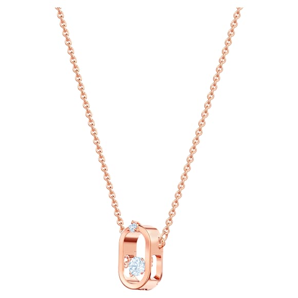 Una 네크리스, 라운드 컷, 오벌 쉐입, 화이트, 18K 로즈 골드 피니시 - Swarovski, 5468084